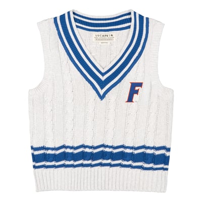  Florida Gators Uscape Apparel Women's Renew Cable V-Neck Vest Sweater - Ash