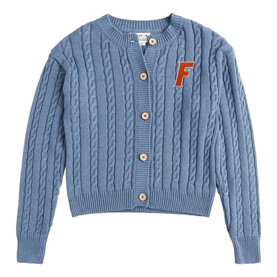  Florida Gators Uscape Apparel Women's Renew Cable Cardigan Sweater - Light Blue