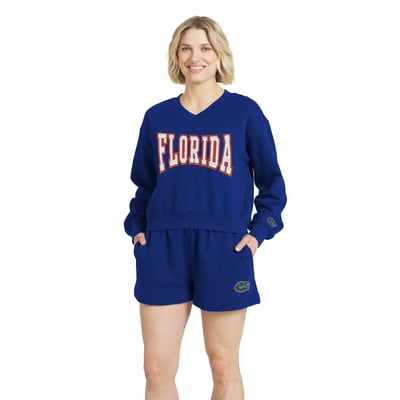  Florida Gators WEAR by Erin Andrews Women's Lounge Long Sleeve T-Shirt and Shorts Combo Set - Royal
