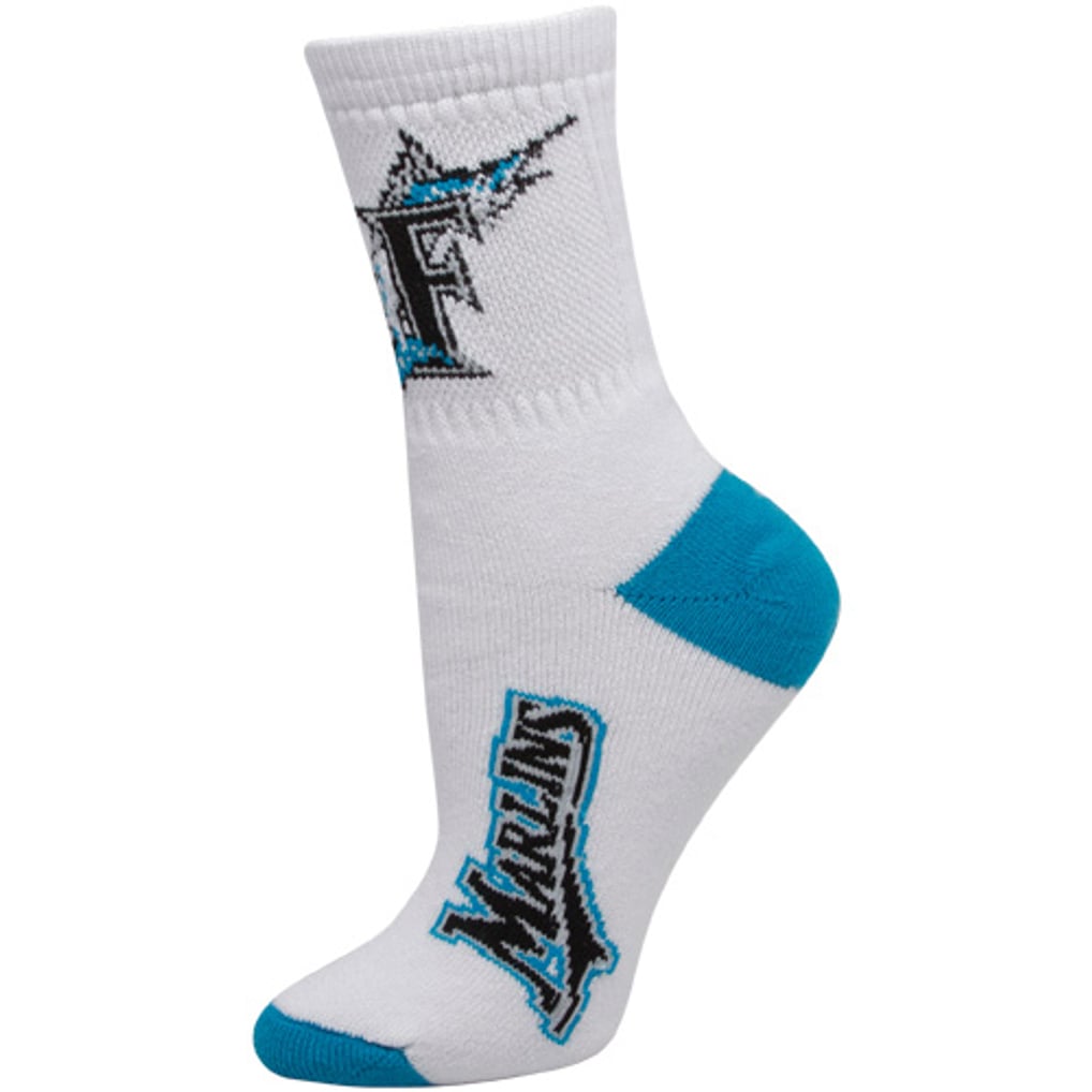 Florida Marlins Women's White-Teal Dual-Color Team Logo Crew Socks