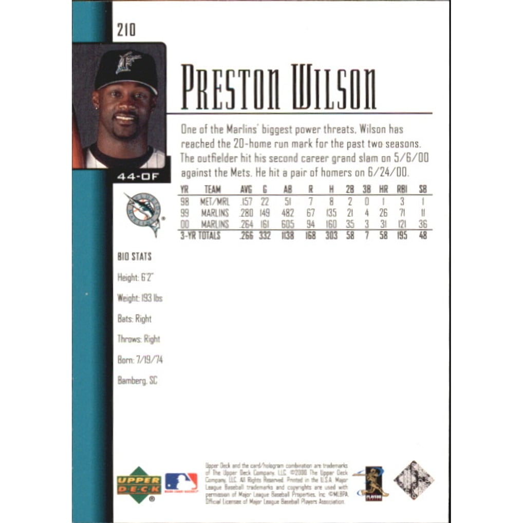 2001 Upper Deck Exclusives Gold #210 Preston Wilson
