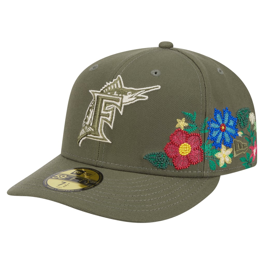 New Era Florida Marlins 9FORTY A-Frame Floral Khaki Snapback Hat Cooperstown New Era Florida Marlins  main image 3