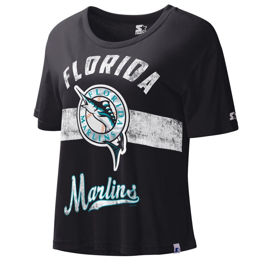 Florida Marlins Starter Cooperstown Collection Women's Record Setter Crop Top - Black