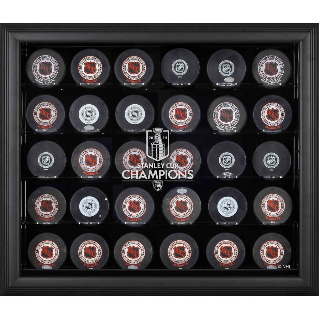  Florida Panthers  Fanatics Authentic 2024 Stanley Cup Champions Black Framed 30-Puck Logo Display Case