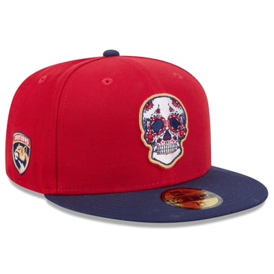 Florida Panthers New Era Dia De Los Muertos 59FIFTY Fitted Hat - Red/Navy