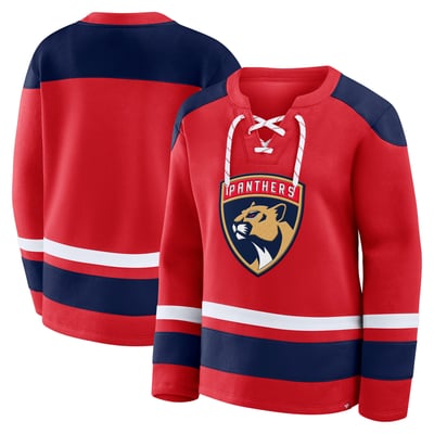  Florida Panthers Fanatics Women's Icing Long Sleeve Lace Up Sweatshirt - Red