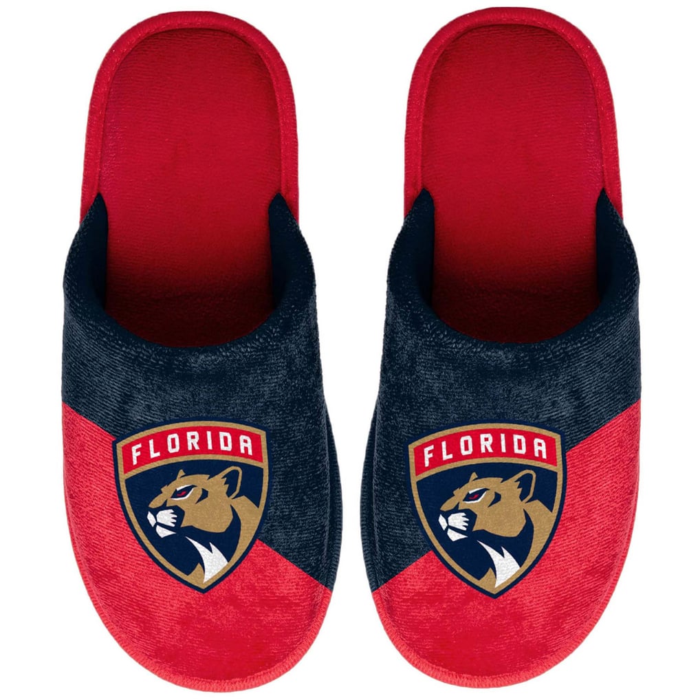 Carolina Panthers Big Logo Slippers – Two-Toned Plush House Shoes, Team Colors