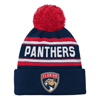Florida Panthers Youth Jacquard Cuffed Knit Hat with Pom - Navy