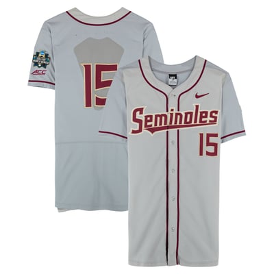  Florida State Seminoles Fanatics Authentic Team-Issued #15 Gray Jersey from the 2017 College World Series - Size 46