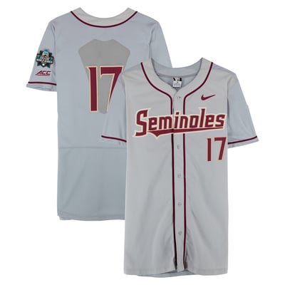  Florida State Seminoles Fanatics Authentic Team-Issued #17 Gray Jersey from the 2017 College World Series - Size 46