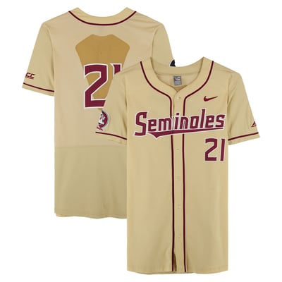  Florida State Seminoles Fanatics Authentic Team-Issued #21 Gold Jersey from the Baseball Program - Size 50