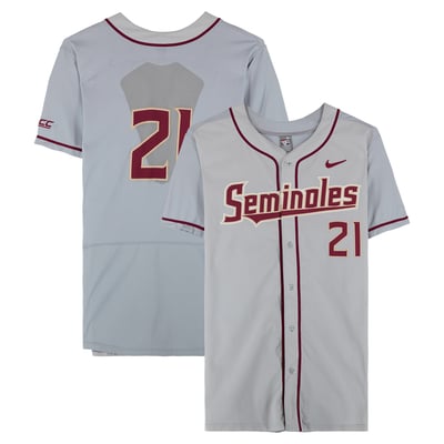  Florida State Seminoles Fanatics Authentic Team-Issued #21 Gray Jersey from the Baseball Program - Size 50