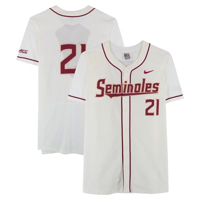  Florida State Seminoles Fanatics Authentic Team-Issued #21 White Jersey from the Baseball Program - Size 50