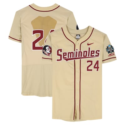 Florida State Seminoles Fanatics Authentic Team-Issued #24 Gold Jersey from the 2017 College World Series - Size 44