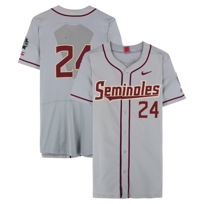  Florida State Seminoles Fanatics Authentic Team-Issued #24 Gray Jersey from the 2017 College World Series - Size 44