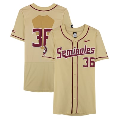 Florida State Seminoles Fanatics Authentic Team-Issued #36 Gold Jersey from the Baseball Program - Size 46