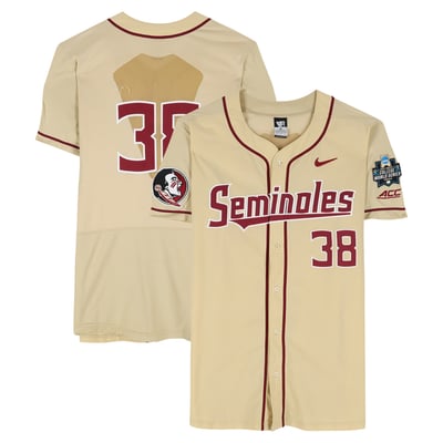  Florida State Seminoles Fanatics Authentic Team-Issued #38 Gold Jersey from the 2017 College World Series - Size 46