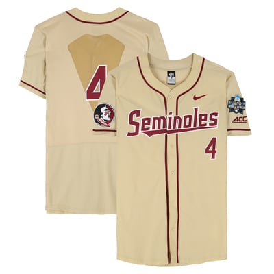  Florida State Seminoles Fanatics Authentic Team-Issued #4 Gold Jersey from the 2017 College World Series - Size 46
