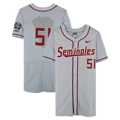  Florida State Seminoles Fanatics Authentic Team-Issued #51 Gray Jersey from the 2017 College World Series - Size 48