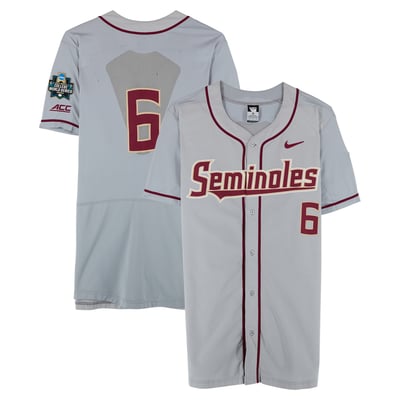  Florida State Seminoles Fanatics Authentic Team-Issued #6 Gray Jersey from the 2017 College World Series - Size 46