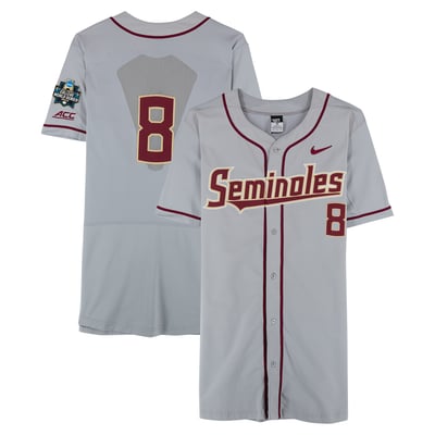  Florida State Seminoles Fanatics Authentic Team-Issued #8 Gray Jersey from the 2017 College World Series - Size 48