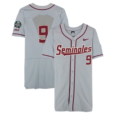  Florida State Seminoles Fanatics Authentic Team-Issued #9 Gray Jersey from the 2017 College World Series - Size 48