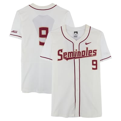  Florida State Seminoles Fanatics Authentic Team-Issued #9 White Jersey from the Baseball Program - Size 48
