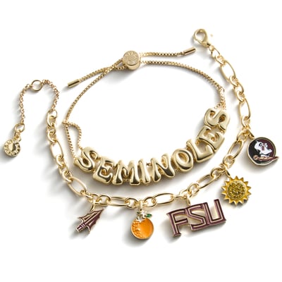 Florida State Seminoles BaubleBar Two-Piece Delicate Charm & Slogan Bracelet Set