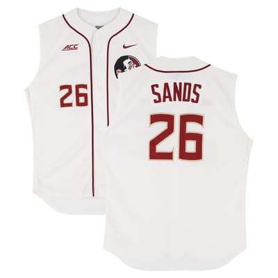 Cole Sands Florida State Seminoles Fanatics Authentic Player-Issued #26 White Sleeveless Jersey from the Baseball Program - Size 48