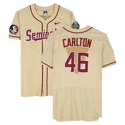 Drew Carlton Florida State Seminoles Fanatics Authentic Player-Issued #46 Gold Jersey from the 2017 College World Series - Size 46