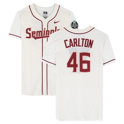 Drew Carlton Florida State Seminoles Fanatics Authentic Player-Issued #46 White Jersey from the 2017 College World Series - Size 46