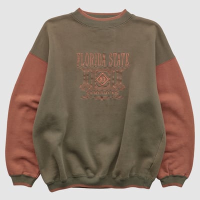 Florida State Seminoles Midwest Embroidery 2000s Pullover Sweatshirt - Olive - XL by Fanatics Real Vintage