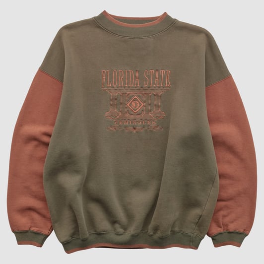 Florida State Seminoles Midwest Embroidery 2000s Pullover Sweatshirt - Olive - XL by Fanatics Real Vintage