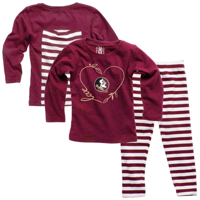 Florida State Seminoles Wes & Willy Girls Infant Long Sleeve Top and Pant Set - Garnet
