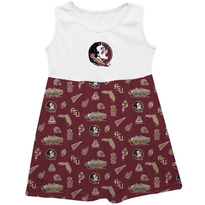  Florida State Seminoles Vive La Fete Girls Toddler Impressions Artwork Tank Top Dress - Garnet