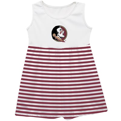 Florida State Seminoles Vive La Fete Girls Toddler Striped Tank Top Dress - Garnet