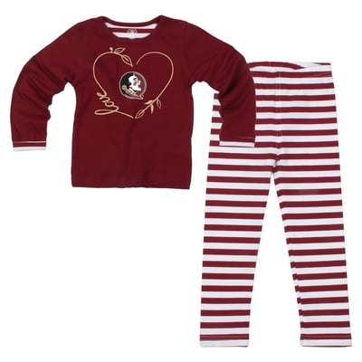  Florida State Seminoles Wes & Willy Girls Toddler 2-Piece Long Sleeve Top and Pants Set - Garnet