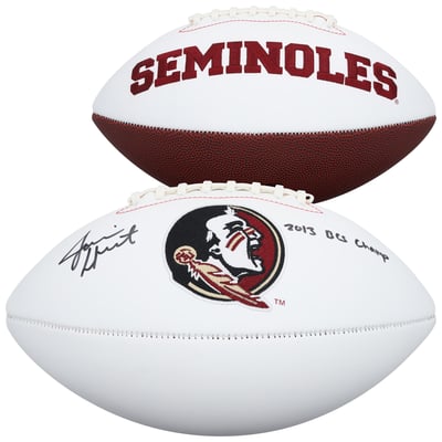 Jameis Winston Florida State Seminoles Autographed Fanatics Authentic Rawlings White Panel Football with "2013 BCS Champ" Inscription