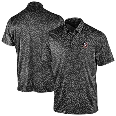 Florida State Seminoles Antigua Mono Floral Polo - Black
