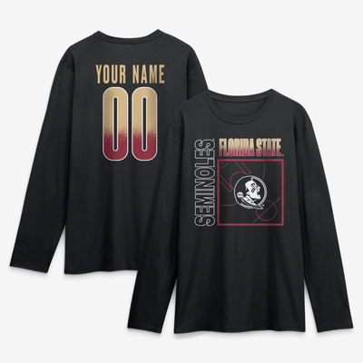 Florida State Seminoles  Home Court Pop Personalized Any Name & Number Long Sleeve T-Shirt - Black