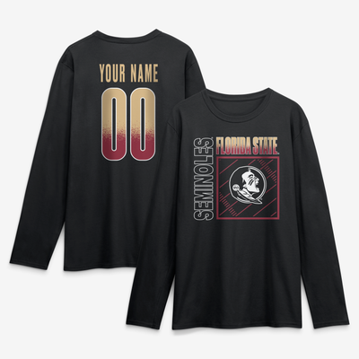 Florida State Seminoles  Home Field Pop Personalized Any Name & Number Long Sleeve T-Shirt - Black