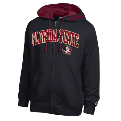 Florida State Seminoles Champion Arch Logo Full-Zip Fleece Hoodie - Black
