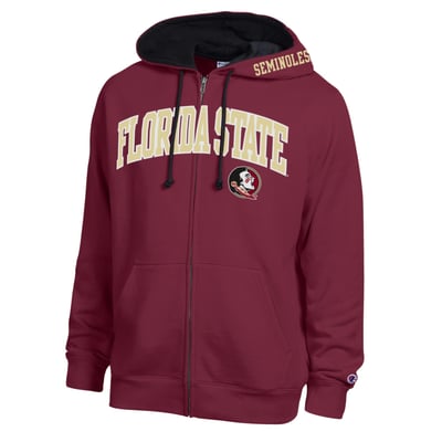 Florida State Seminoles Champion Arch Logo Full-Zip Fleece Hoodie - Garnet