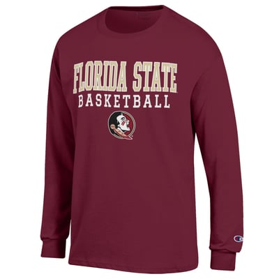 Florida State Seminoles Champion Basketball Stack Long Sleeve T-Shirt - Garnet