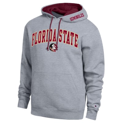  Florida State Seminoles Champion Arch Tackle Twill Hoodie - Heather Gray