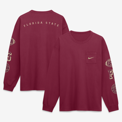 Florida State Seminoles Nike Academic Long Sleeve Pocket T-Shirt - Garnet
