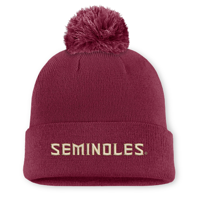  Florida State Seminoles Nike Peak Cuffed Knit Hat With Pom - Garnet
