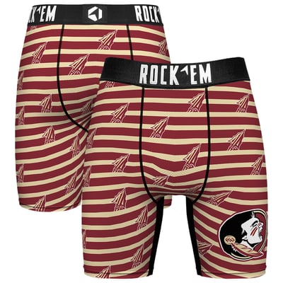  Florida State Seminoles Rock Em Mascot Stripes Boxer Briefs - Garnet