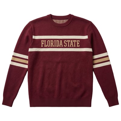  Florida State Seminoles Uscape Apparel Renew Sleeve Stripe Sweater - Garnet