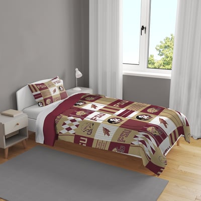 Florida State Seminoles Pegasus Patchwork Plaid Two-Piece Twin/Twin XL Bed in a Bag Set